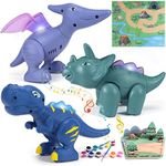 ToyBay Magnetic Dinosaur Toys for Kids 3-5, Take Apart Dinosaur Toys with Play Mat Painting Kit Light Sound, Stem Construction Building Dinosaur Kids Toys Birthday Gifts for 3 4 5 6 7 8 Year Old