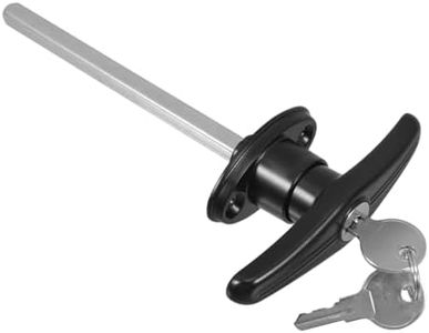 POPETPOP Keyed T-Handle Garage Door Lock with Long Shaft Heavy-Duty Locking Hardware for Outdoor Storage Sheds Barns Playhouses Includes 2 Keys