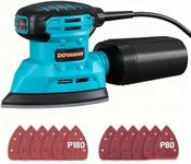 DOVAMAN DLS03A Detail Sander, 130W Palm Sander Tool, Dust Collection System, 12PCS Sandpaper, 12000RPM Compact Hand Tool for Wood Steel Surfaces
