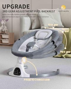 Adjustable Electric Baby Swing – Bluetooth, Remote, 5 Speeds, 5-Point Harness, Beige