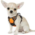 Eagloo Dog Harness Small, No Pull Pet Harness Adjustable, Front Clip Vest Harness, Soft Padded Dog Vest, Reflective No-Choke Breathable with Easy Control Handle, Orange, XS