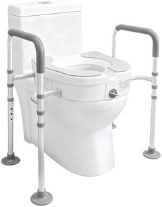 NnsZenith Raised Toilet Seat with Handles, Grey&White