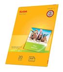 Kodak A4 Gloss Photo Paper Premium Printer Paper for Inkjet Printers A4-180gsm [20 Sheets]