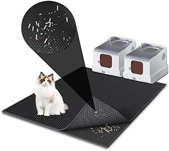 Pieviev Cat Litter Mat 36‘’x30‘’ Double Layer Waterproof Urine Proof Trapping Mat with Upgraded 3-sided Opening Design (Black)