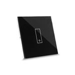 iotty E1 PLUS Smart Wi-Fi Switch for Lights and Gates, works with Google Home/Alexa/Siri/IFTTT, remote control, iOS/Android App, Backlit Glass Touch Plate, Temperature and Brightness Sensors, Black