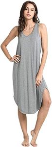 GYS Women's Racerback Bamboo Nightgown, Heather Grey, 2X