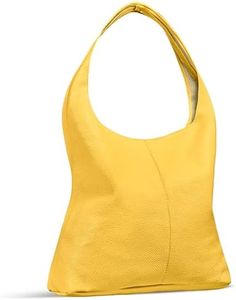 Italian Genuine Leather Hobo Bag for Women with Zipper | Large Soft Slouchy Shoulder Handbag Tote Bucket Purse Pocketbook (Yellow)