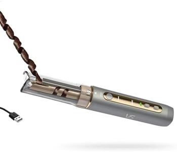 VS Sassoon Curl Secret Cordless Ceramic Auto Hair Curler – Portable Rechargeable Curling Tool for Flawless Curls & Waves, Includes Travel Case, Comb & Clips – For Short to Mid-Length Hair