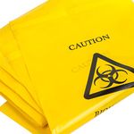 10x Yellow Biohazard Bags - 35cm x 20cm - Self Seal Clinical Sick/Vomit Disposal