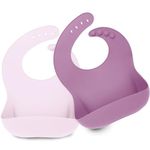 KeaBabies 2-Pack Silicone Bibs For Babies, Silicone Baby Bibs for Eating, Food-Grade Pure Silicone Bib, Toddler Bibs, Waterproof Bibs, Feeding Bibs, Silicon Bibs for Toddlers, Boys, Girls (Amethyst)