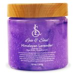 Love&Soul Lavender Himalayan salt Body Scrub with Shea Butter and Grapefruit Oil - Exfoliating Body Scrub and Body Oil for Skincare-282g