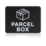 Parcel Box Sign Adhesive Packages and Deliveries Here Signs Waterproof 11cm x 9cm Delivery Driver Notice Self Adhesive Acrylic Parcel Box Sticker for House Office No More Lost Goods, Black