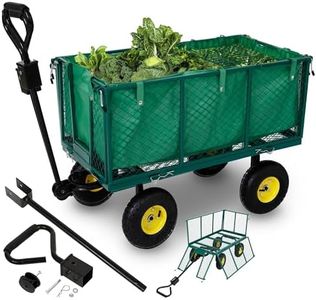 Arebos Chariot à Bras | Chariot de Jardin | avec pneus profilés | Charge Max. 550kg | Pliable | Vert | bâche Amovible | poignée et Timon Inclus | Chariot Plate-Forme