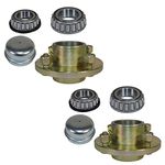 AB Tools Pair Of Trailer Cast Wheel Hub 4" PCD 1" Taper Bearing 4 Stud With Nuts And Cap