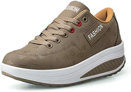 Donne Sneaker Dimagrante Scarpe Passeggio & Scarpe Ginnastica Fitness Cunei Piattaforma Scarpe（39,Cachi