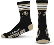 For Bare Feet NCAA 4 Stripe Deuce Crew Men Socks-Colorado Buffs-Medium