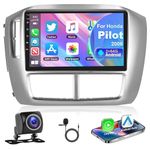 Podofo【Upgrade 8Core 2+64G】 Car Stereo for Honda Pilot 2006 2007 2008 with Wireless Carplay Android Auto,9 Inch IPS Touchscreen Car Radio with Bluetooth/GPS/Mirror Link/SWC/WiFi+MIC+AHD Backup Camera