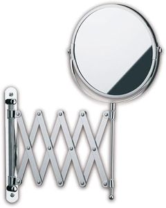 kela 20847 Espejo de pared, Atornillado, Extensible, Aumento 1x y 5x, Diámetro 18,5 cm, Metal, Avita
