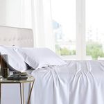 Silky Soft bed sheets 100% Rayon from Bamboo Sheet Set White/King-Pillowcases AD