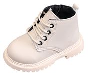 Toddler Fall Boots Baby Boy Girl Low Top Leather Ankle Boots Soft Sole Anti-Slip Kid Boots with Zipper Lightweight Walker Shoes for Outdoor Indoor Work School Hiking