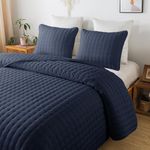 WDCOZY Navy Blue Oversized California King Size Quilt Bedding Sets with Pillow Shams, Cal King Lightweight Bedspread Coverlet, Quilted Blanket Thin Comforter Bed Cover, 3 Pieces, 118x106 inches