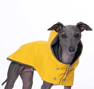 Yigi Italian Greyhound Hooded Waterproof Raincoat with Harness Opening, Fleece Lining - Adjustable, Lightweight, Breathable Rain Poncho Dog Rain Coat Jacket for Italian Greyhound (Large)