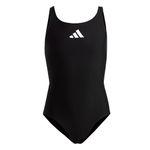 adidas Girl's Solid Small Logo Swimsuit, Black/White, 13-14 Years