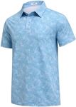 Mens Polo Golf Shirts Short Sleeve Dry Fit Moisture Wicking Polo Shirts for Men Print Golf Polos Blue Polo Shirt for Men