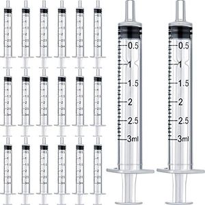 20 Packs Plastic Syringe with Measurement, Suitable for Measuring, Watering, Refilling (3 ml)