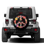 Foruidea Colorful Peace Flower Spare Tire Cover with Backup Camera Hole Wheel Tire Cover Fit Trailer, RV, SUV and Many Vehicle 18inch