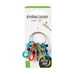 Nite Ize Key Ring Locker, Stainless Steel Keychain Ring with 5 Colorful Locking Plastic S-Biners