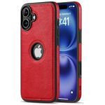 AIOVETEAB Compatible with iPhone 16 Plus Case Premium Leather TPU Hybrid Case Cover,Red