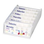 ANABOX Weekly Pill Organiser, 7 Day Pill Box, Handy Organised Tablet Dispenser/Container, White, 19 x 12 x 5.4 cm