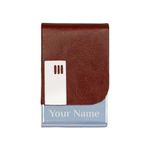 Giftana Personalized Name Card Holder, Brown PU Leather Steel Business Card/Debit Credit Card Holders, Secret Santa Gifts for Office, Diwali Corporate Gift for Employees (1.5 x 9.5 x 6.5 cm)