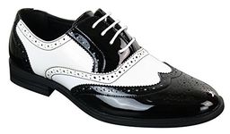 Mens Lace Patent Brogues Shoes Gatsby Classic 1920's Shiny White Black Red