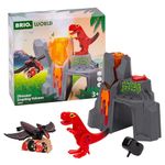 BRIO World Dinosaur Erupting Volcano, Wooden Train Railway Battery Powered Accessories and Add Ons, Kids Age 3 Years Up