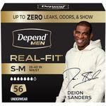 Depend Real Fit Adult Incontinence Underwear for Men, Maximum Absorbency, S/M, Black, 56 Count