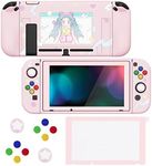 PlayVital ZealProtect Soft Protective Case for Nintendo Switch, Flexible Cover for Switch with Tempered Glass Screen Protector & Thumb Grip Caps & ABXY Direction Button Caps - Gaming Girl