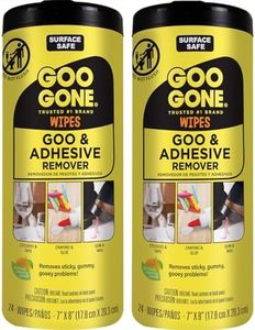 Goo Gone Adhesive Remover Wipes – Removes Stickers, Residue, Grease, Grime, Crayon, Sap, Sticky or Gooey Messes, Pre-Moistened Wipes, 2 Pack, 48 Count