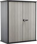 Keter High Store Plus Outdoor Garden Shed, 1400L, Grey, Duotech Technology Paintable Walls, 170.5 x 140 x 73.6 cm