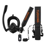 TUDIVING-0.5L Scuba Diving Tank Set,Mini Oxygen Cylinder with Full Face Snorkel Mask,Portable Travel Diving Kit for Diving Rescue/Boat Cleaning (S200Plus Diving Tank A2-Black)