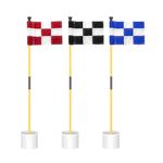 KINGTOP Miniature Golf Flagstick, Practice Putting Green Flags for Yard, Golf Pin Flag Hole Cup Set, Portable 2-Section Design, 3ft Flagpole, Indoor | Outdoor, Checkered Flag, 3-Pack