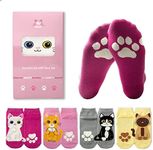 Cat Socks for Cat Lovers, Women Athletic Ankle Fun Cotton Socks Women with Cute Kitty Patterns, Gift Box for Birthday, Pleasure Premium Pink, 5-8.5