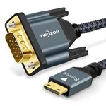 Twozoh Mini HDMI to VGA Cable 3M, Gold-Plated & Braided Mini HDMI VGA (Male to Male) for notebooks, Tablets, Cameras and camcorders