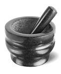 Cole & Mason Worcester Black Large Pestle and Mortar Set, Spice/Herb Grinder, Granite, 180 mm