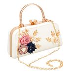 EMMA SMITH - HANDBAGS & ACCESSORIES Evening Bag For Women, Floral Wedding Evening Clutch Purse Bride Party Clutch Bag (White)