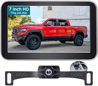 Backup Camera 7-Inch Monitor Truck: 2K USB Plug-Play Easy Set up No Glare-Led Lights Car Rear View Camera Clear Night Vision Reverse Camera DIY Parking Line - AMTIFO A23