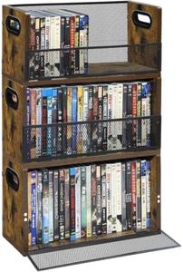Salajory DVD Bluray Storage Rack 3-Pack with Handles, Holds 28 DVD or 32 Blu-ray Cases per Rack | Portable DVD Case Holder for Desktop, Closet, Video Games, Books & Movies