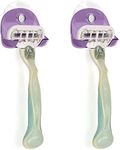 kwmobile 2x Razor Holder with Suction Cup - Self-Adhesive Shaver Wall Mount - Bathroom Organizer for Glass and Tiles - Lavender/Transparent