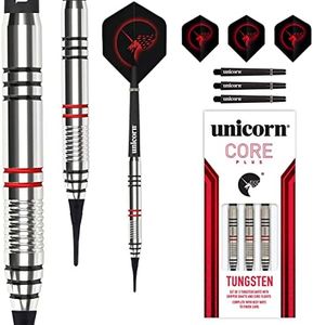 Unicorn Soft Tip Darts Set | Core Plus | Tungsten Barrels | 17 g